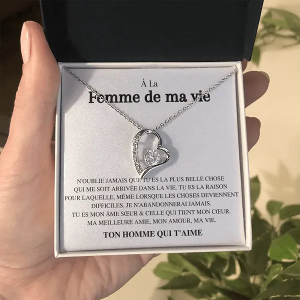 À la Femme de ma Vie - Collier coeur d'amour